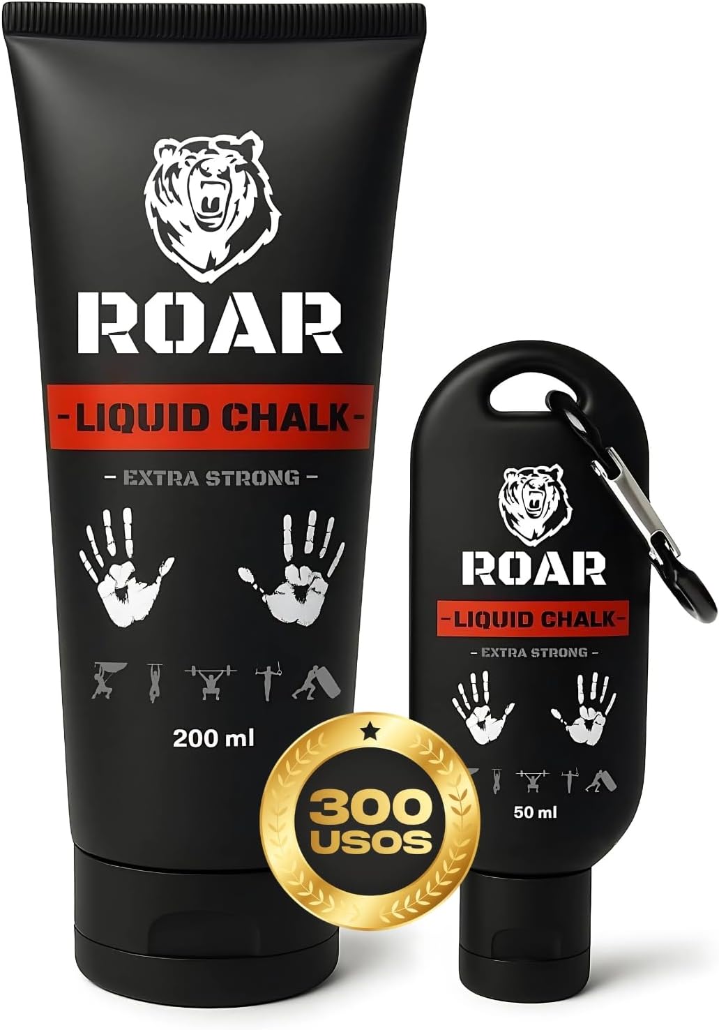 Roar® Magnesio Líquido – 250ML Liquid Chalk para Gimnasio, Escalada, Crossfit, Calistenia y Pádel, Formula Mejorada - Magnesio Líquido Transparente Antideslizante para Mejorar Agarre en Manos