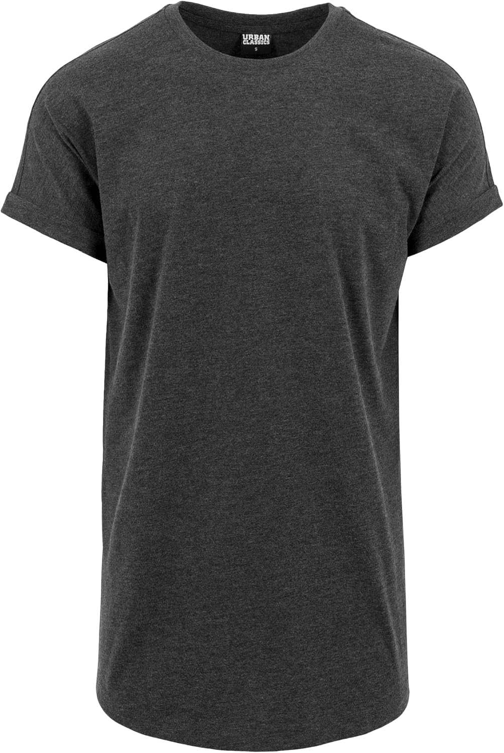 Urban Classics Camiseta Larga de Manga Vuelta Hombre Camiseta Gris Oscuro 100% algodón Regular