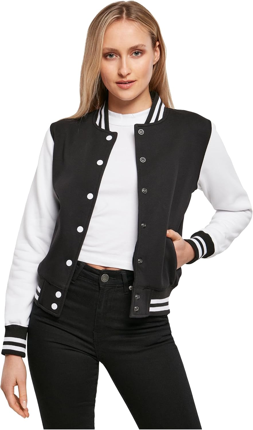 Build Your Brand Ladies Sweat College Jacket Chaqueta Varsity Mujer