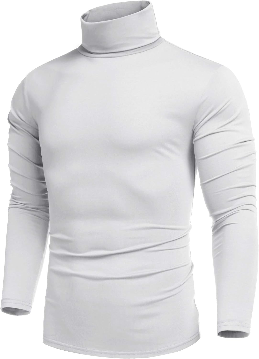 COOFANDY Camiseta Hombre Cuello Alto Jersey Finito Ajustado de Manga Larga Camiseta Termica Suéter Básica Top Slim Fit Color Sólido