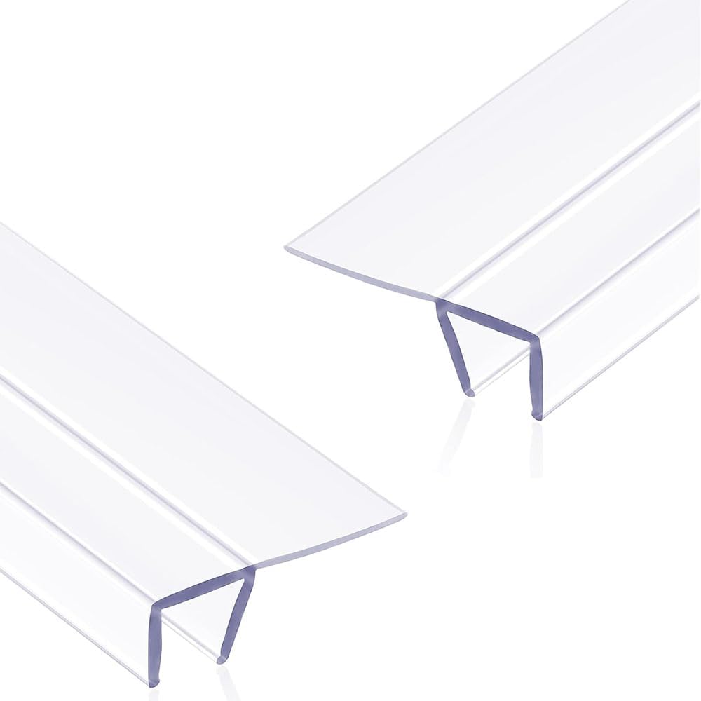 Paquete de 2 tiras de sellado de silicona tipo F para puertas de cristal de 2 m, para bañeras y duchas, protección contra corrientes, sellado de puertas y ventanas de oficina y balcón (10 mm)