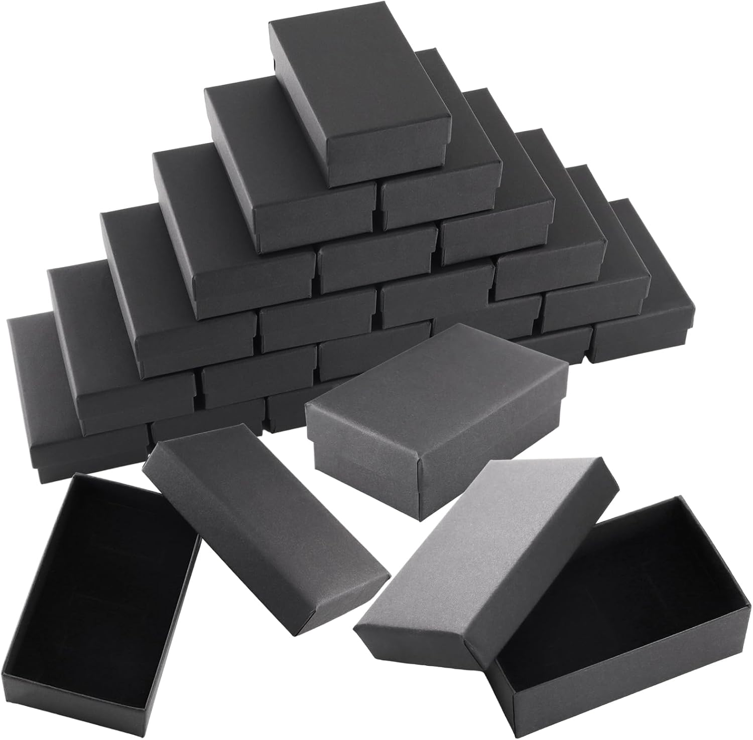 TOKSEO 24 cajas para joyas, 8 x 5 x 2,7 cm, caja de regalo pequeña, color negro, caja de regalo con tapa, pequeña para pendientes, cadenas, pulseras, anillos