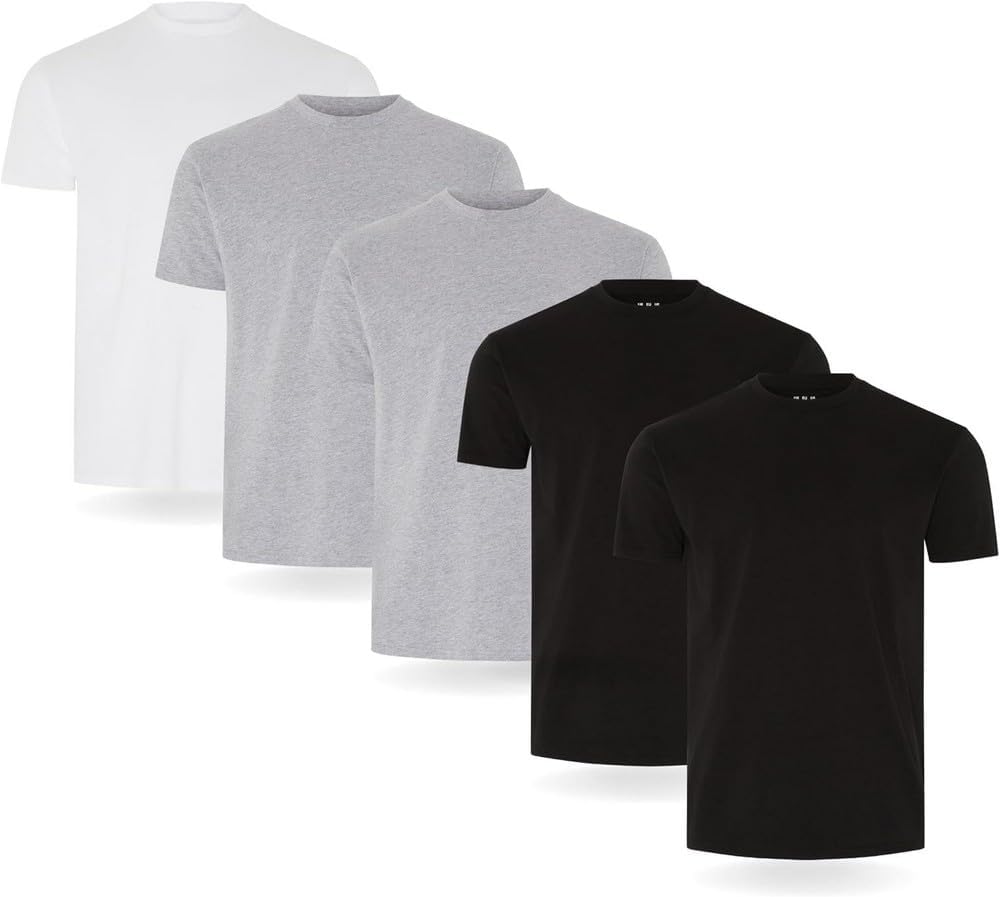 FM London Pack de 3/5 Camisetas Ricas en Algodón para Hombre, Entalladas