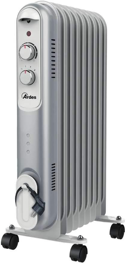 ARDES - AR4R07M2 OILO MINI2 Radiador Eléctrico de Aceite Mini 800W, Radiador Eléctrico Bajo Consumo Compacto con Manija, Calentador Silencioso para Calentar Baño Casa Oficina
