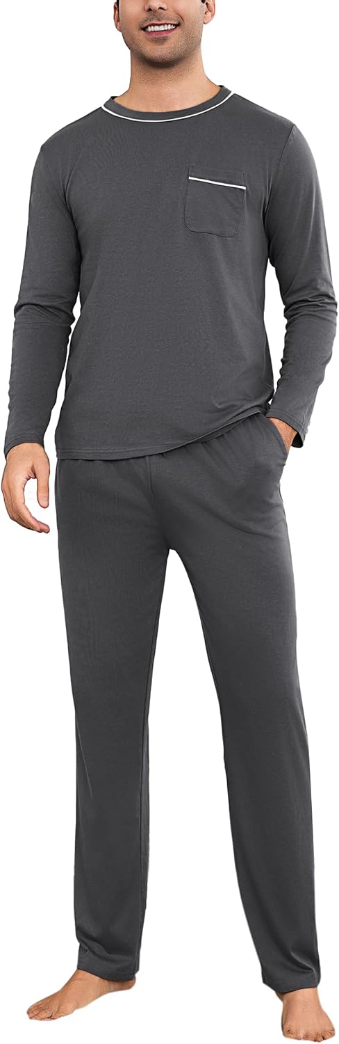 Litherday Pijama Hombre Invierno Manga Larga 2 Piezas Ropa de Dormir