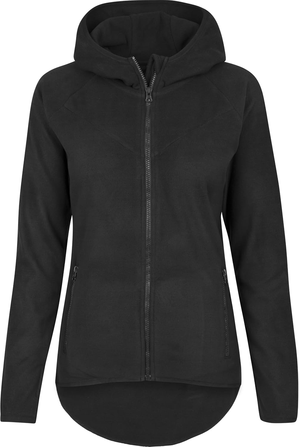 Urban Classics Ladies Polar Fleece Zip Hoodie Mujer Capucha con Cremallera Negro Daumenlöcher Regular