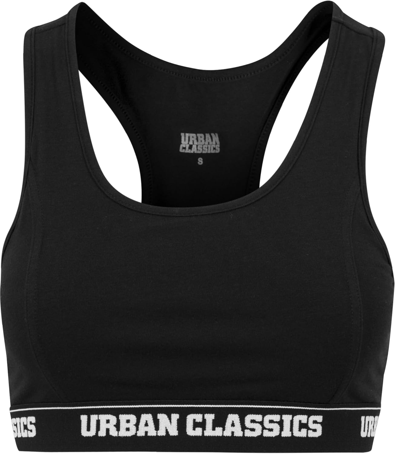 Urban Classics Logo Bra Mujer Mujer Bustier Negro 95% algodón, 5% elastán