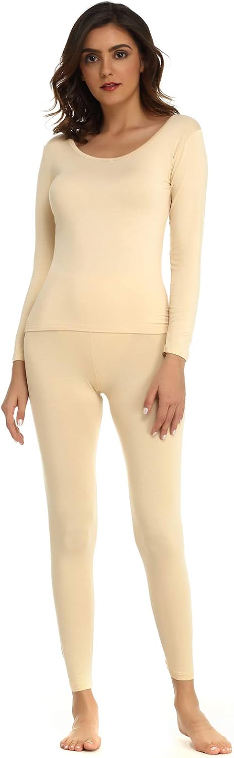 Mcilia para Mujer Conjunto Térmico Modal Ultradelgado, Cuello Redondo