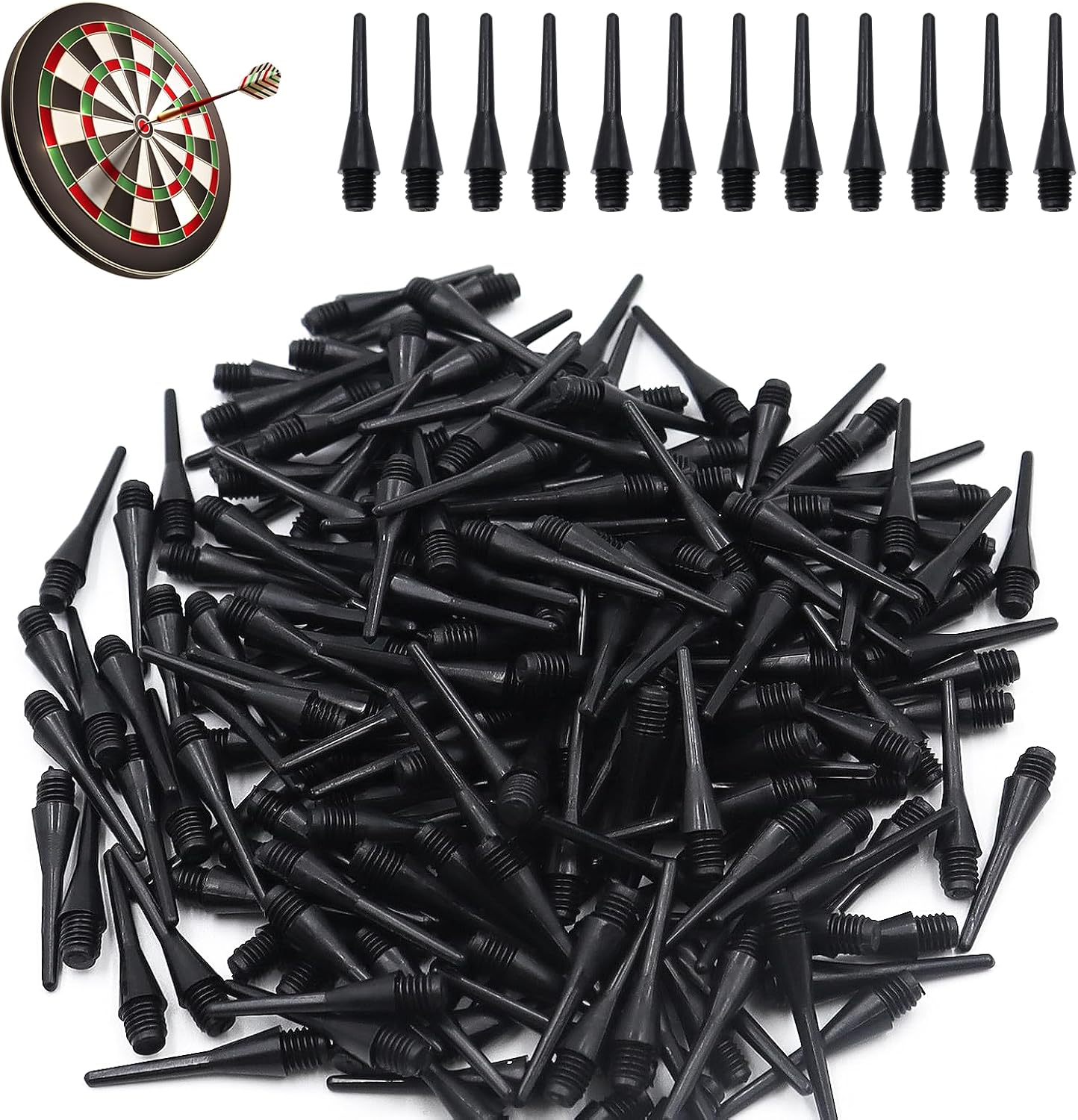 200 Piezas Puntas Dardos Plastico Profesionales Puntas de Dardos de Plástico Puntas de Repuesto Dardos Punta de Plástico para Diana Electrónica (Negro)