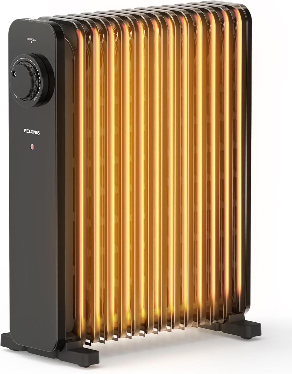 PELONIS Radiador de Aceite 2500W Blanco con Tecnología de Convección 3D y VOLCANO, 13 Aletas, 3 Potencias, Termostato, Seguridad para Salón, Dormitorio
