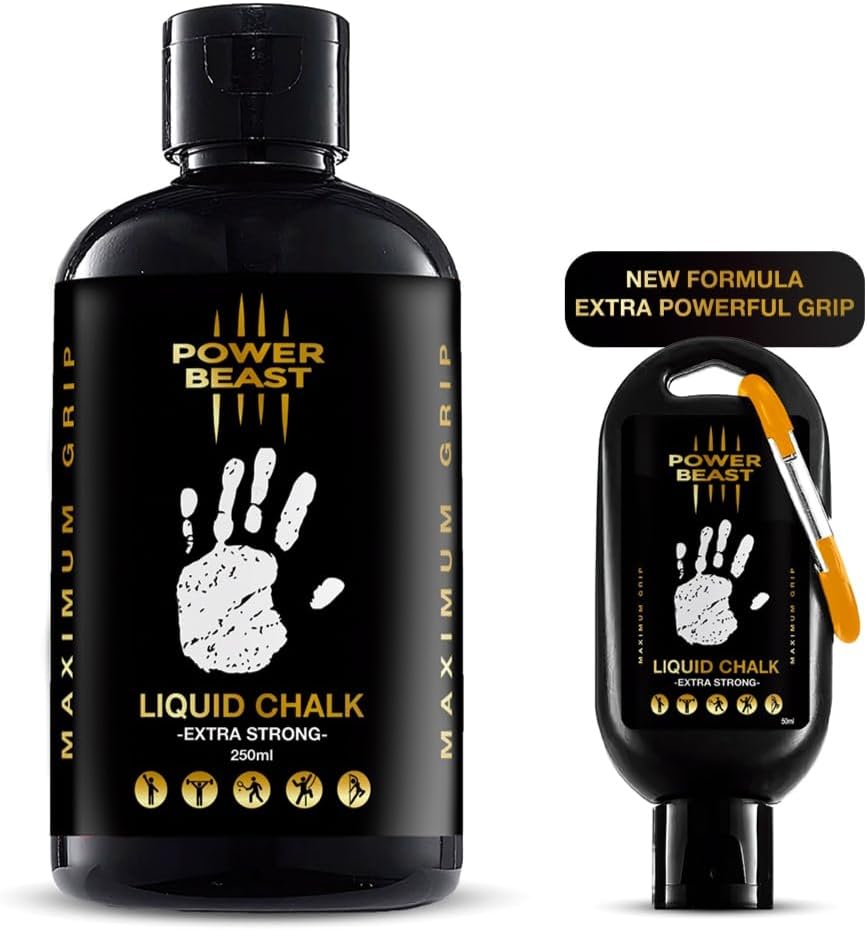 Magnesio Líquido, Liquid Chalk, Tiza Líquida, Agarre Extremo para Cross Training, Calistenia, Halterofilia, Padel, Escalada, Poledance, Tenis, Gym, 250ML+50ML.