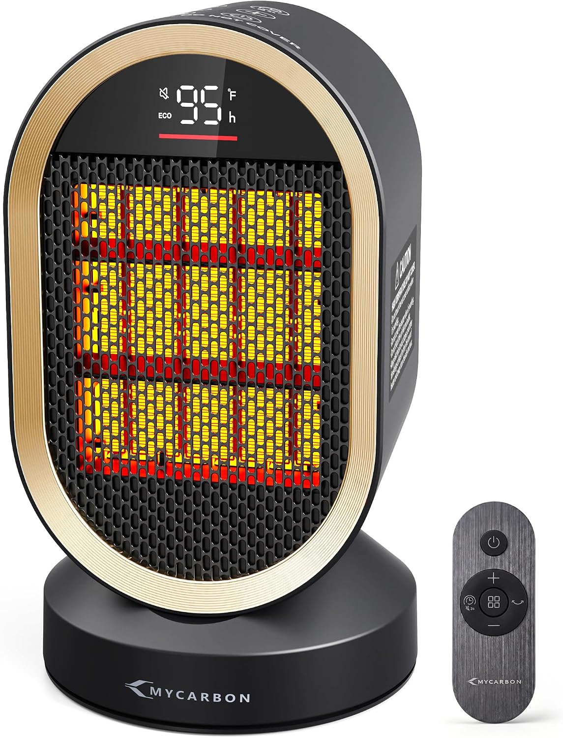 MYCARBON Calefactor Bajo Consumo PTC 1500W, Modo ECO, Display, Osc 80°