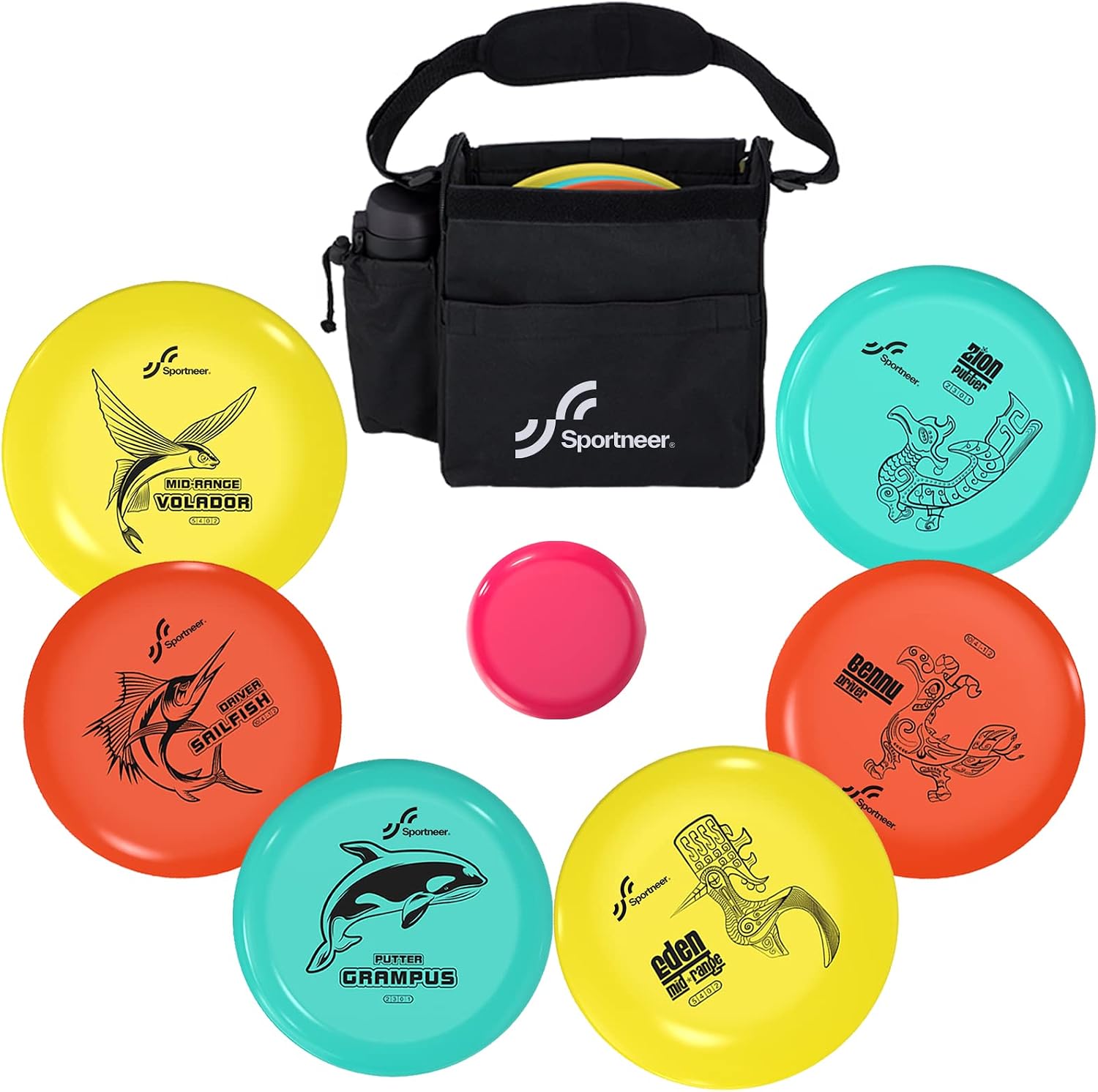 Sportneer Disco de golf, juego de golf de disco con putter de golf de disco, controlador de golf de rango medio y mini marcador de disco, juego de inicio de golf de disco con bolsa Stoarge para