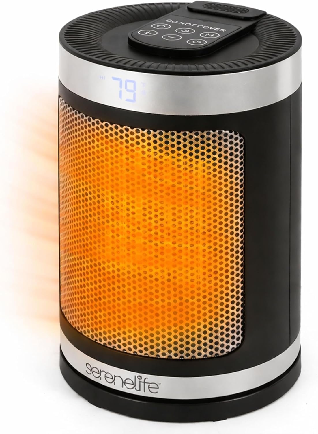 SereneLife Calefactor Eléctrico Cerámico PTC 1500W, Eficiencia Energetica, WiFi Via Aplicacion Movil, Termostato Digital, Control Remoto, Temporizador de 12 Horas