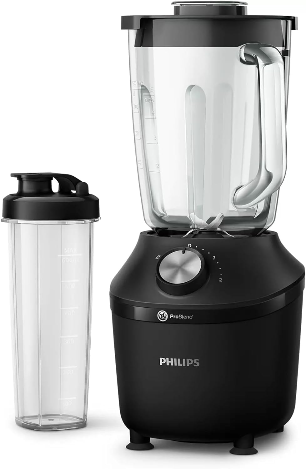 Philips Blender Serie 5000, Batidora Personal, Apta para Lavavajillas, Tecnología ProBlend Plus, Vaso de Tritan de 700 ml, Aplicación de Recetas HomeID, Plata/Metal (HR2764/00)