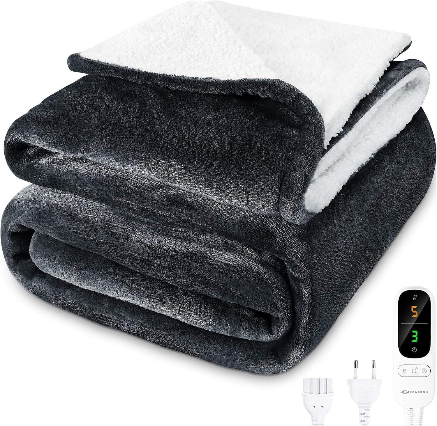 MYCARBON Manta Eléctrica 180x160cm TEMP 30°C-45°C con Apagado Automático