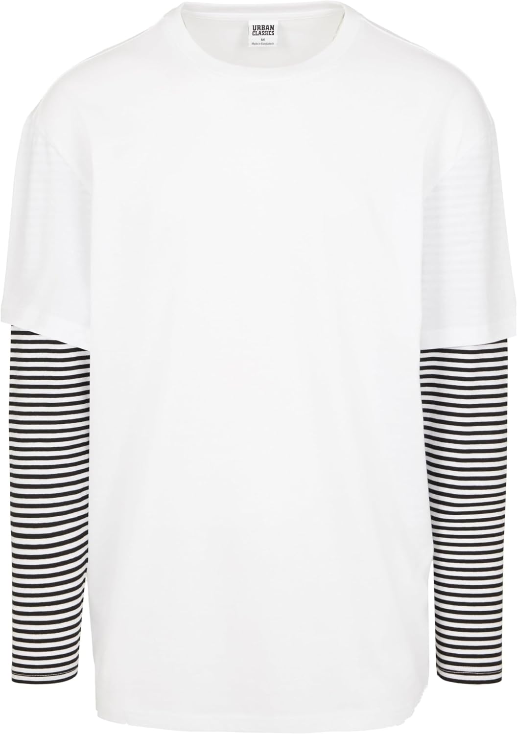 Urban Classics Oversized Double Layer Striped LS Hombre Camiseta Manga Larga Negro-Blanco Ancho