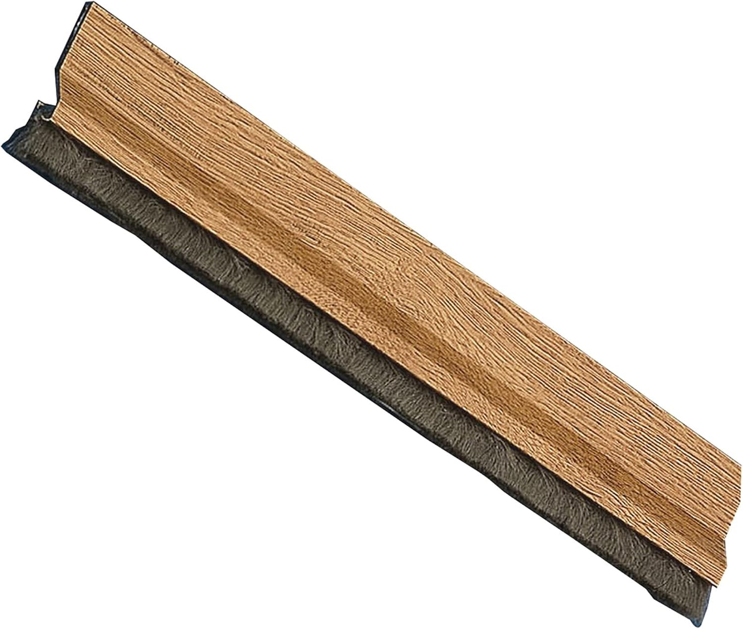Amig - Burlete para puertas de entrada o de paso - Burlete adhesivo de sobreponer - Cepillo de pelo - Lámina de plástico entre la escobilla - 1 m - Roble - Aluminio