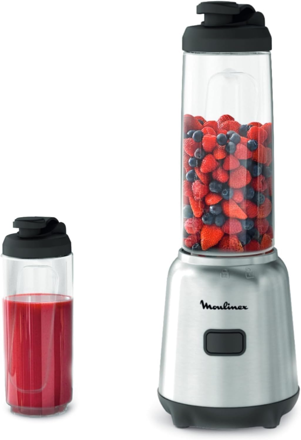 Moulinex Mix&Move, Mini Batidora 300W Botellas Tritan Cuchillas Extraíbles