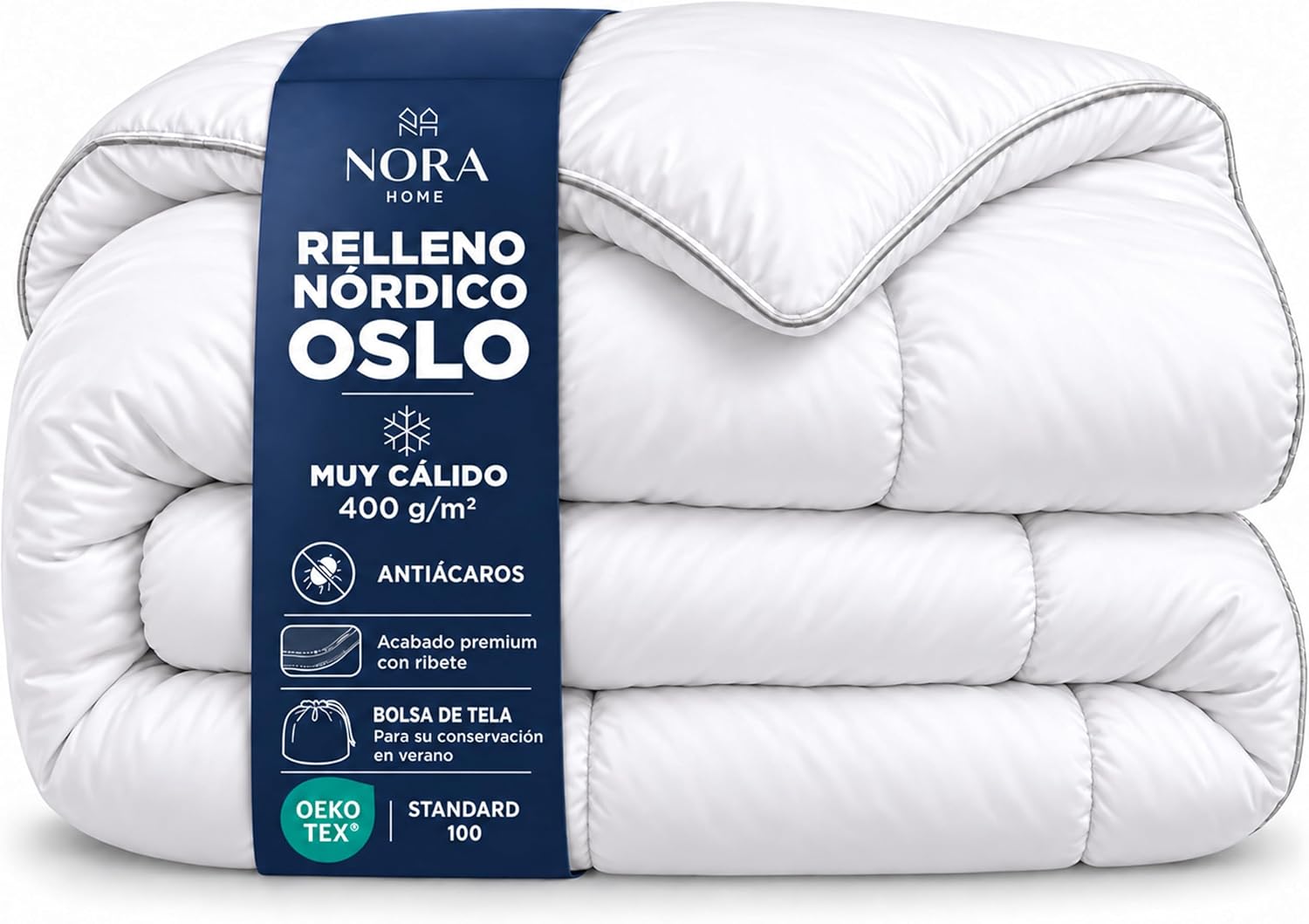 NORA HOME Relleno Nordico Cama 150. Nivel Térmico Muy Alto 4.5/5. Antiácaros. Antibacterias. Oeko-Tex. 400 gr/m² Calidad 3D. Edredon Invierno 240x220 - Oslo