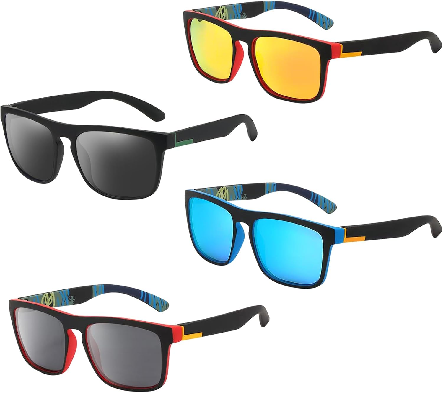 4 Pares Gafas de Sol Polarizadas, Gafas Deportivas, Gafas de Sol Polarizadas para Hombre Mujer, Protección UV400 para Conducir Playa Golf Ciclismo Senderismo