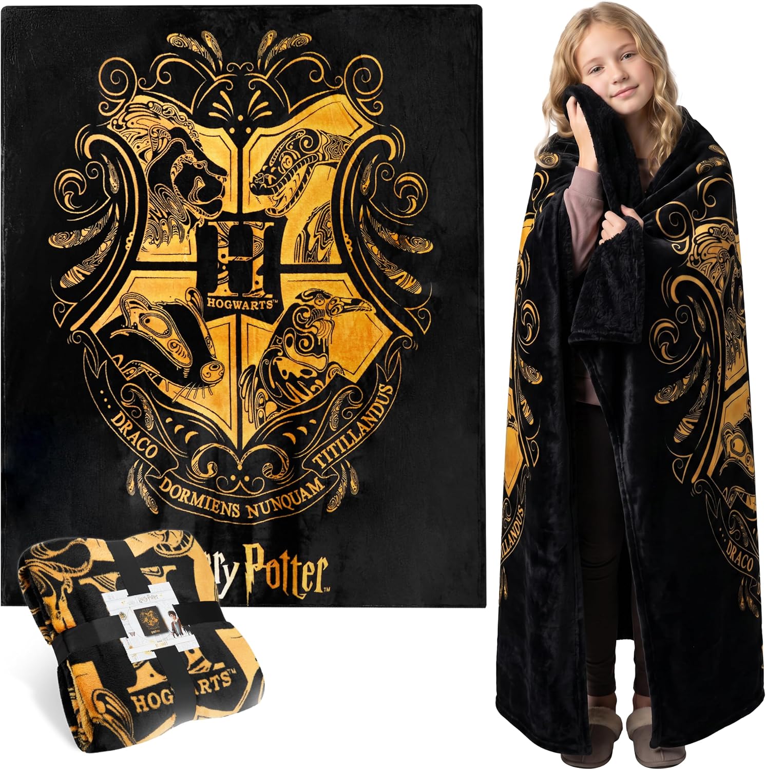 Harry Potter Manta Polar Suave 150x130cm, Hogwarts Manta para Cama o Sofa Cálido, Decoración Dormitorio, Regalos para Fans