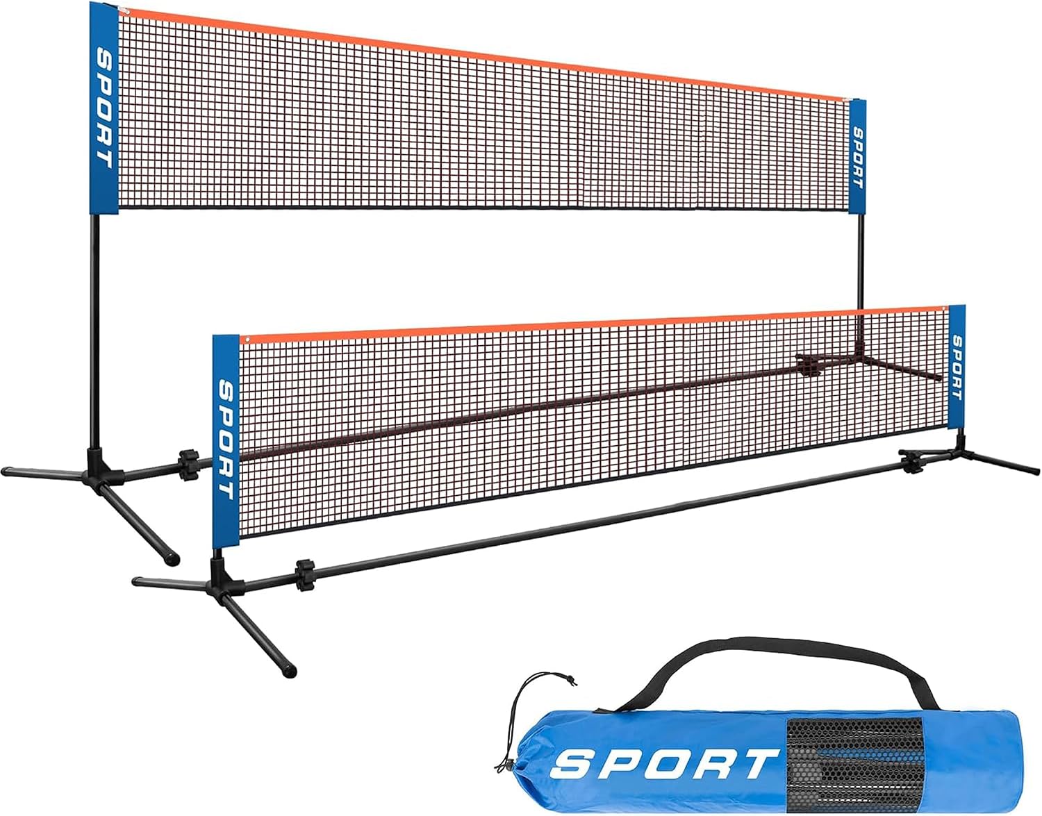 AKOZLIN Conjunto de Red de bádminton portátil, Red de bádminton-Pickleball Regulable en Altura con Postes y Bolsa de Transporte para bádminton, Voleibol, Tenis, Pickleball – Montaje fácil