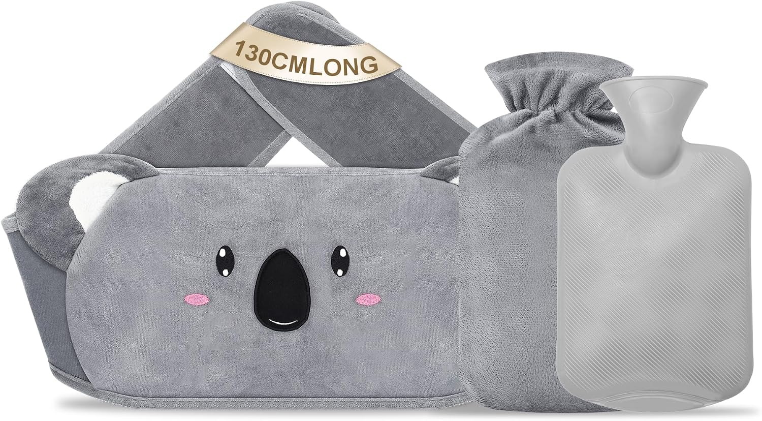 Bolsa de Agua Caliente 3 en 1, Botellas de agua caliente con Felpa Funda, Hot Water Bottle Prueba de Fugas y Duradera, para Cuello y Hombro, Espalda, Piernas, Cintura Cálida (Koala - Rosa)