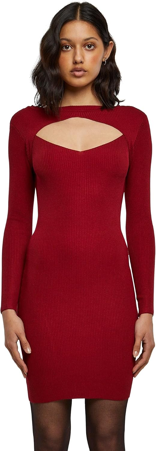 Urban Classics Ladies Cut out Dress Vestido, Rojo (Borgoña 606), L para Mujer