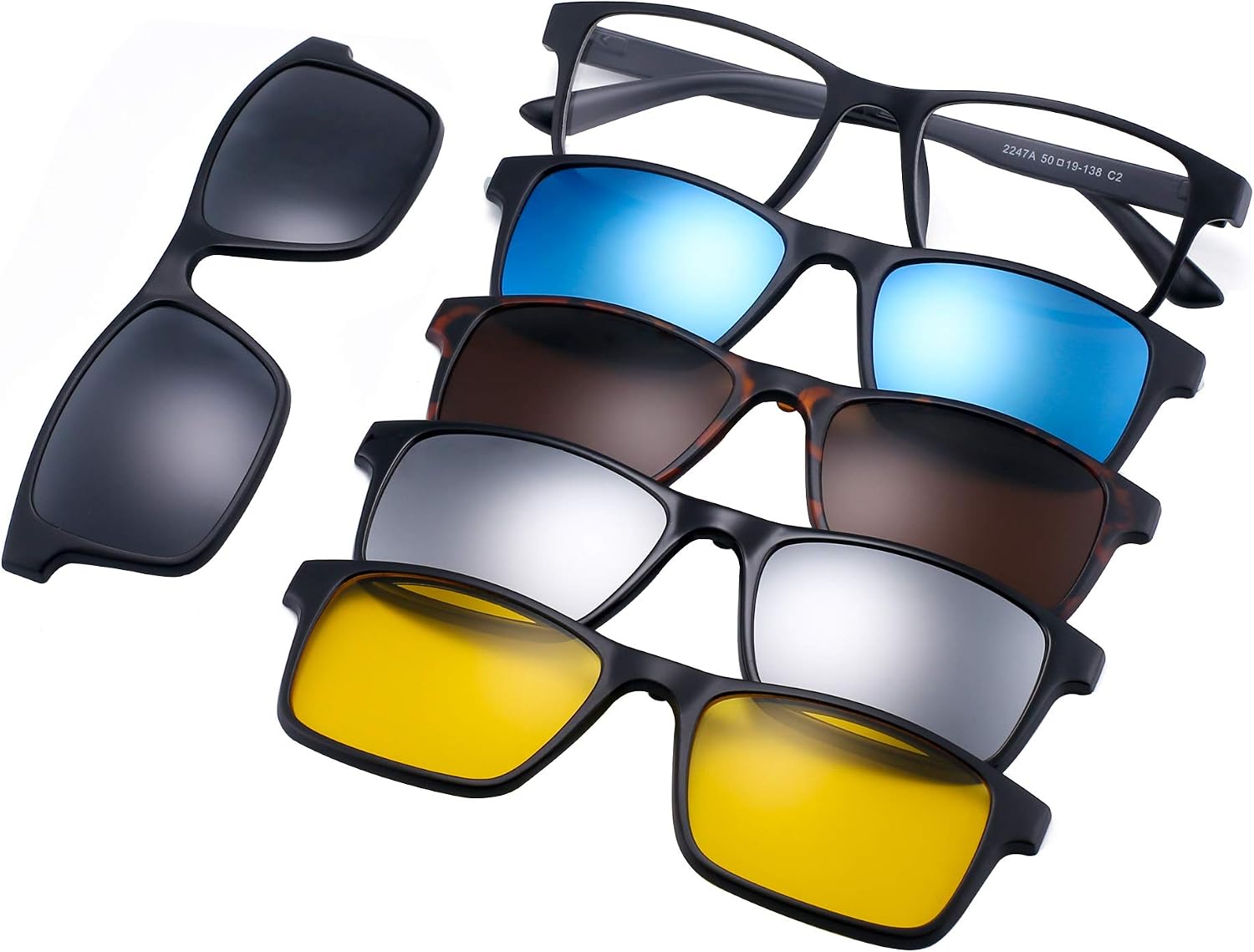 JIM HALO Magnético 5 Piezas Polarizadas Clip en Gafas de Sol Marco Plástico Para Conducción Nocturna