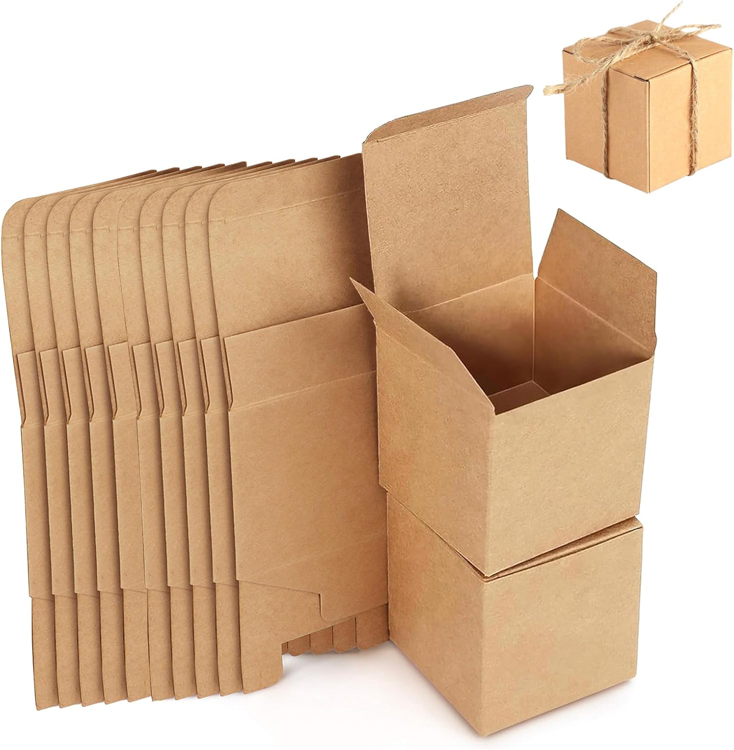 15 Piezas Cajas de Cartón Kraft, 15 x 15 x 15 cm Caja para Bombones Cuadrada, Caja Kraft Ensamblado Cuadrada Presentación, para Regalos, Fiesta, Cumpleaños, Boda(Marrón)