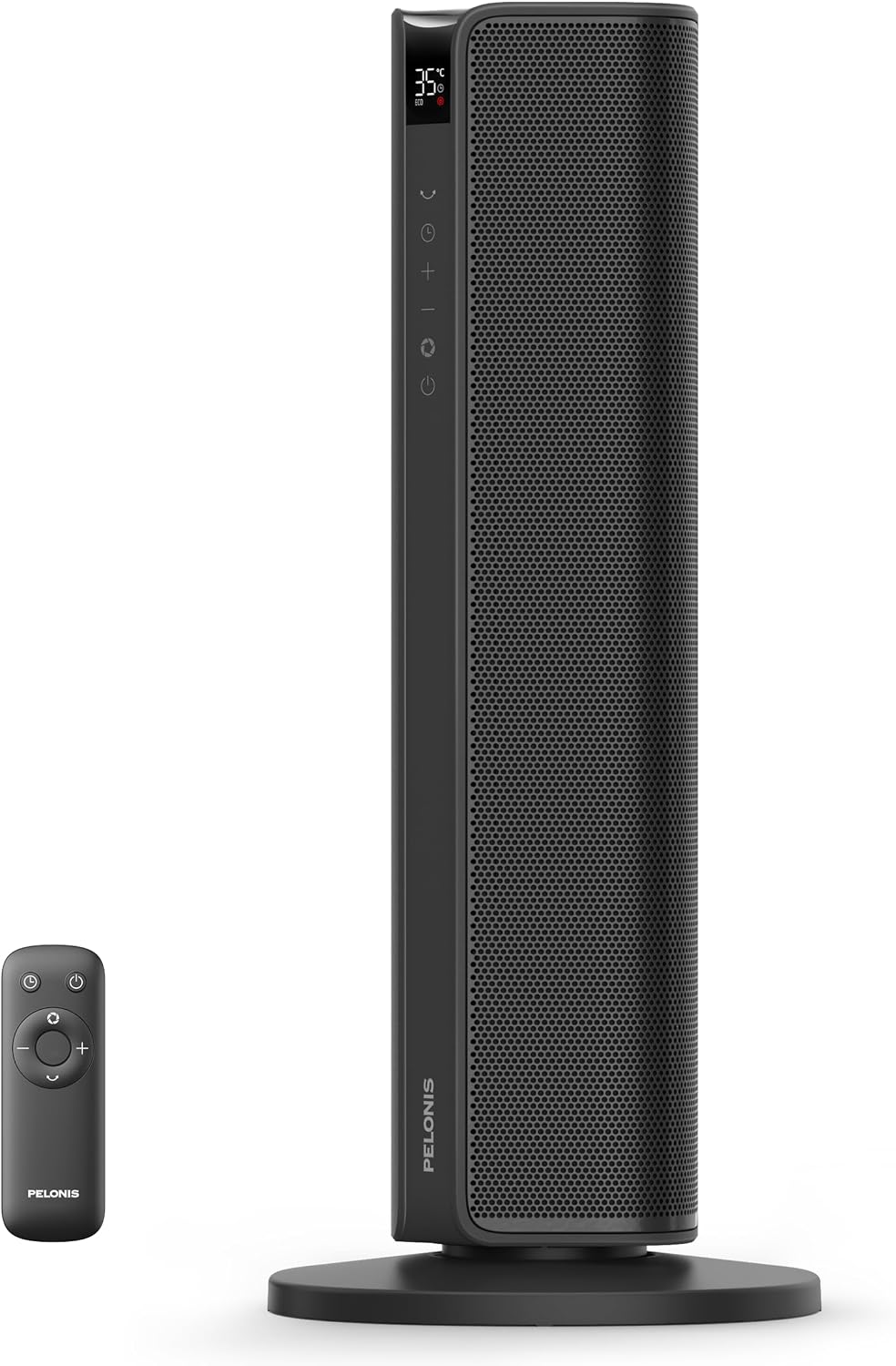 PELONIS Torre Calefactor Eléctrica 2000W con Mando, Calefacción Rápida 2S, Oscilación 75°, Modo ECO, Protección Antivuelco y Sobrecarga, Silencioso