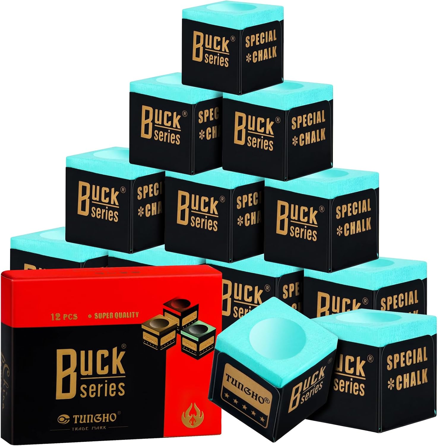 Snooker Chalk,Green Pool Cue Chalk Billiard Chalk 12 Cubes for Snooker Cue Tip