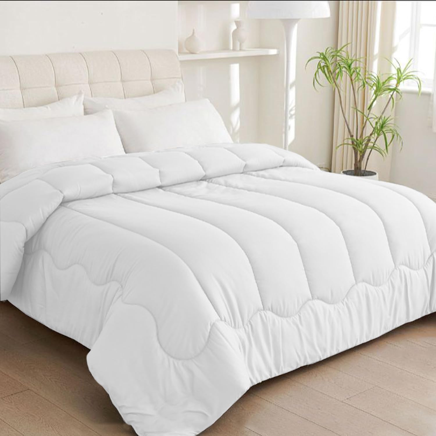 GREATOYAR Edredón Nórdico Doble Cara, Relleno Nórdico, Edredón de Microfibra, Microfibra Suave, Antiácaro, Hipoalergénico, Transpirable, Moderno, Ligero, 200x230cm, para Cama 135cm, Anacardo Beige