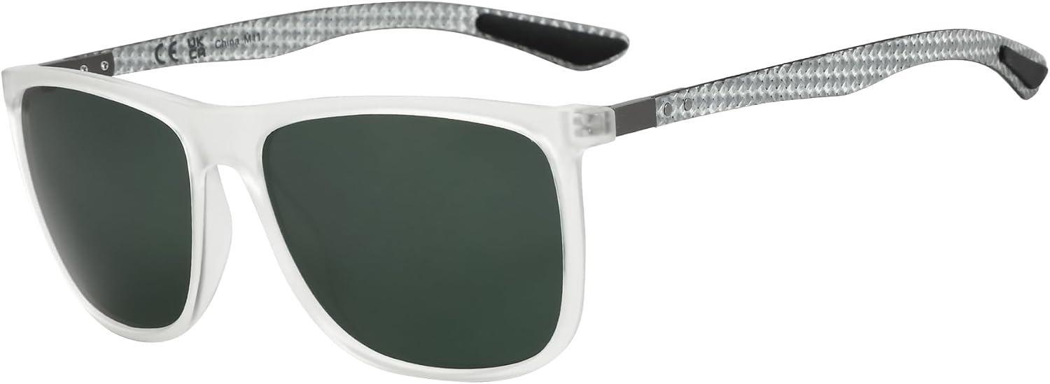 ZENOTTIC Gafas de sol polarizadas cuadradas para hombres Ultraligeros de fibra de carbono Gafas de sol de conducción Pesca Golf Deportes Protección UV400