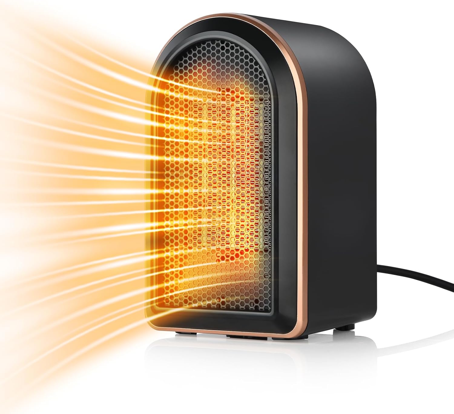 Calefactor Bajo Consumo - 23 pulgadas 2000W PTC Calefactor Baño,llama 3D,3 Modos,70° Oscilación,Modo ECO,Control Remoto,Protección contra Sobrecalentamiento/Vuelco,Calentador Bajo Ruido