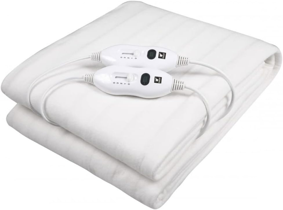Manta eléctrica/Calentadora de cama, dimensiones: 160x140cm lavable. 2 Ajustes de temperatura. 2 controles regulables. Potencia: 2x60W. THULOS TH-EB400