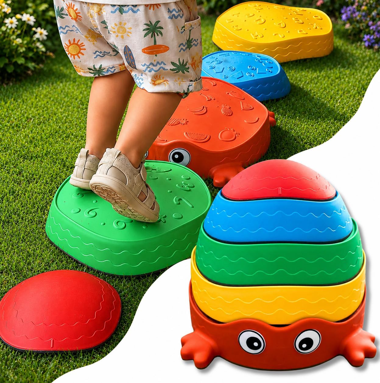 Piedras de equilibrio para niños, circuito de motricidad, antideslizantes