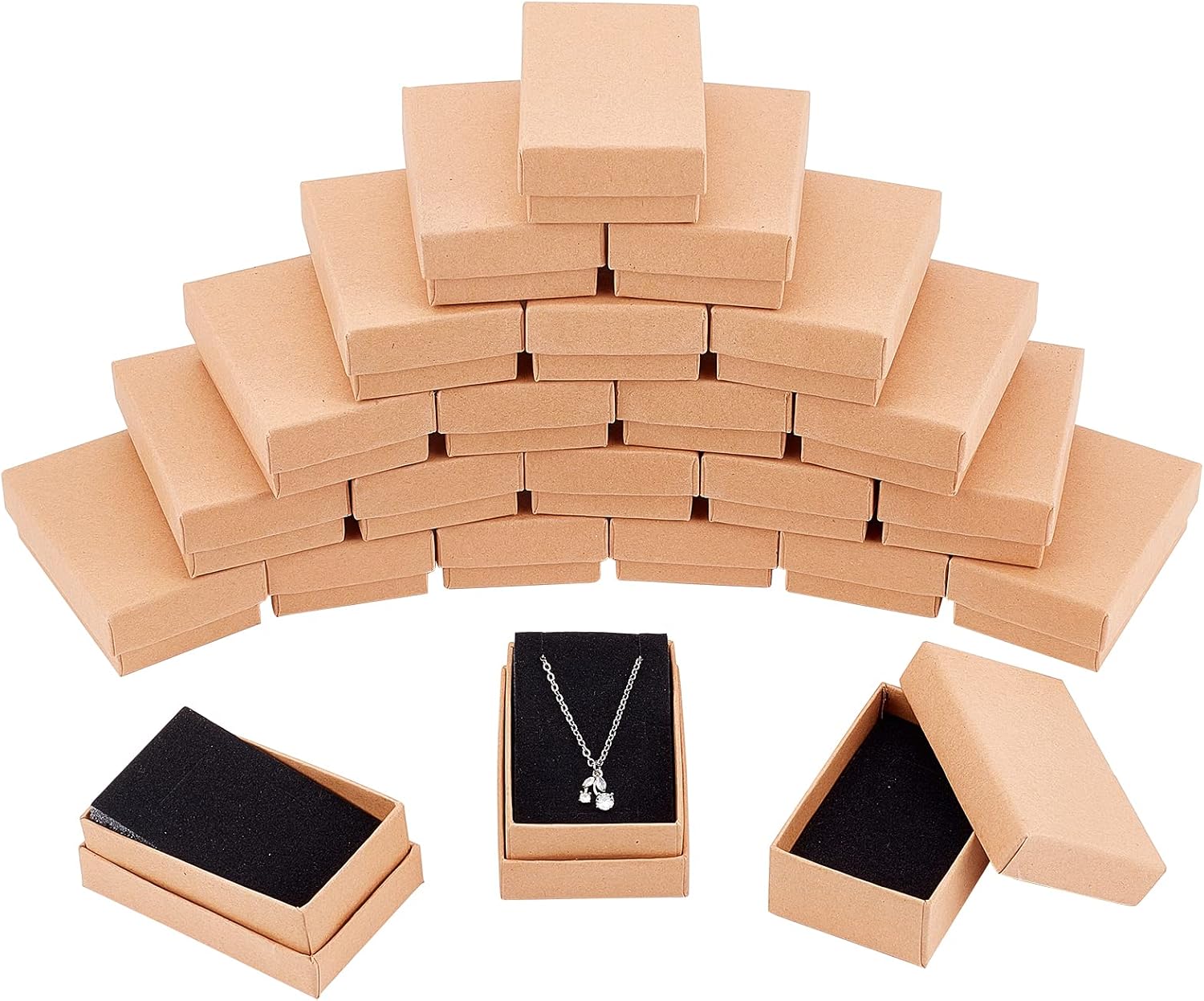 NBEADS 24 Piezas Caja de Joyas, Cajas de Cartón Kraft Cajas de Regalo para Joyas Caja para Exhibición y Empaque de Regalo de Anillo de Collar de Bricolaje, 8x5x3cm