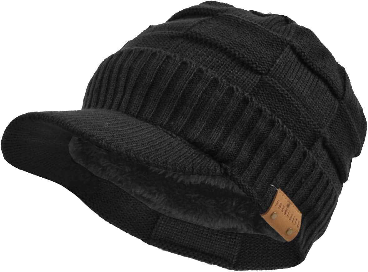Hombres De Punto Visera Gorrita Tejida Lana Forrado Bofetada Invierno Sombreros