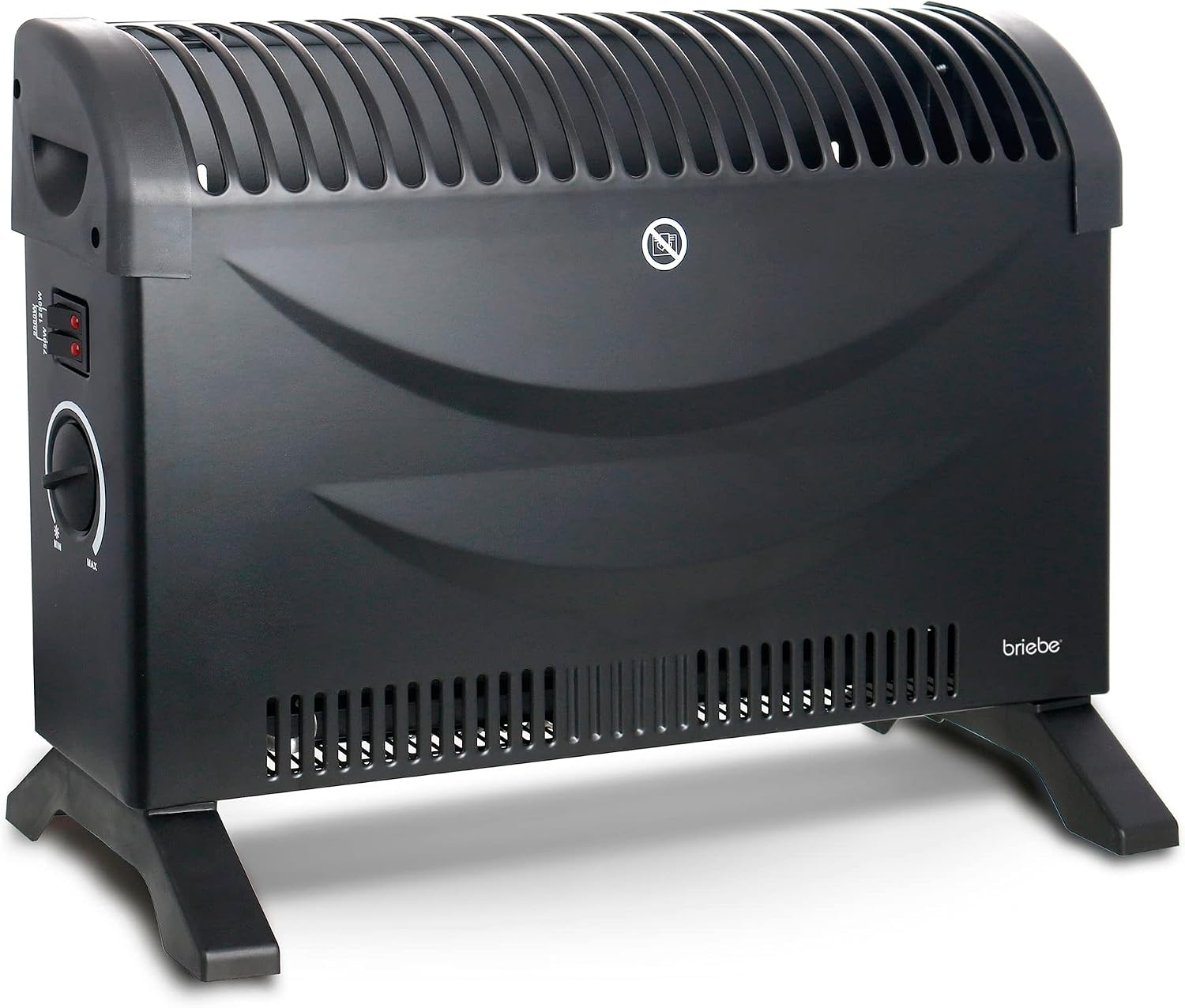 briebe Radiador Convector Eléctrico Aire Caliente, Regulador de Temperatura, Termostato Para Bajo Consumo, Silencioso, Portátil, Asas de Transporte, 3 Niveles Potencia 750W, 1250W, 2000W (Blanco)