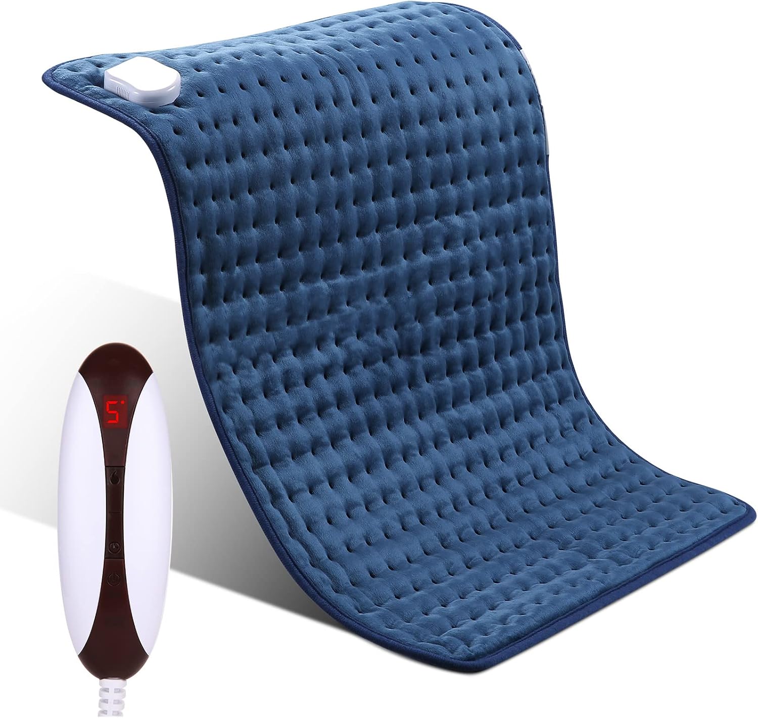 Almohadilla Térmica para Espalda, Cuello y Hombros, 50 X 60 CM con 1-2H Apagado Automático and 5 niveles de calefacción, Protección Contra el Sobrecalentamiento