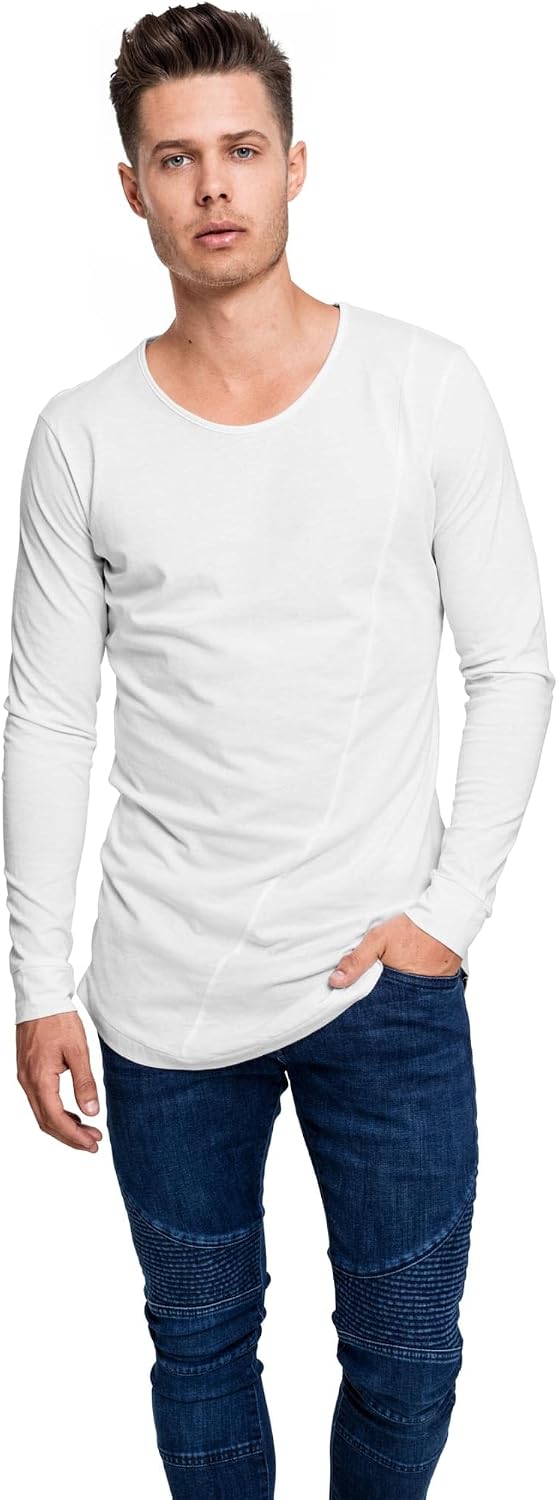 Urban Classics Hombre Camiseta de Moda de Manga Larga con Corte Largo, Camiseta de Manga Larga para Hombres, tallas S - XXL
