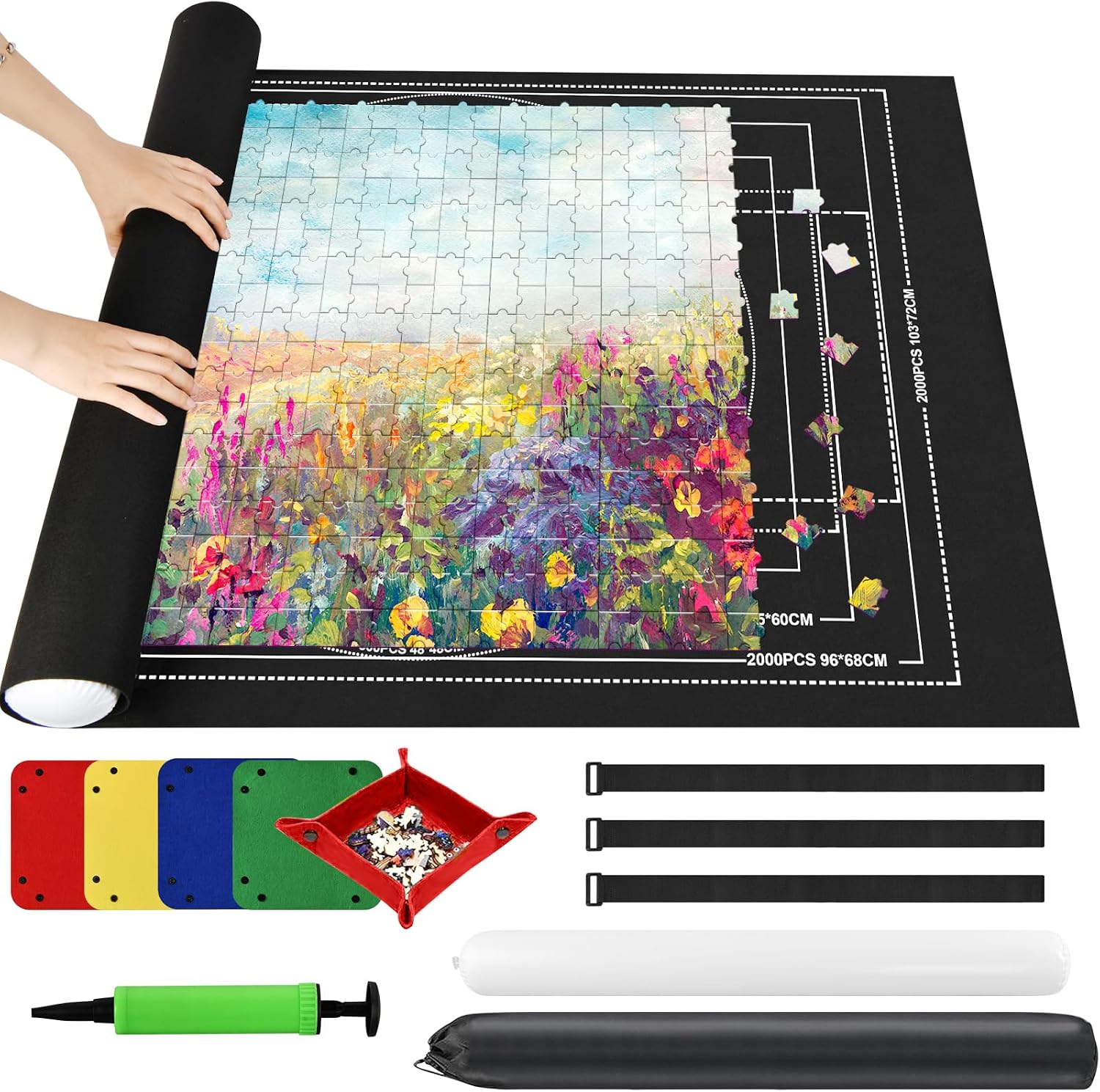 Ainiv Tapete Puzzle, Puzzle Roll Mat con Líneas Auxiliares Hasta 2000Piezas