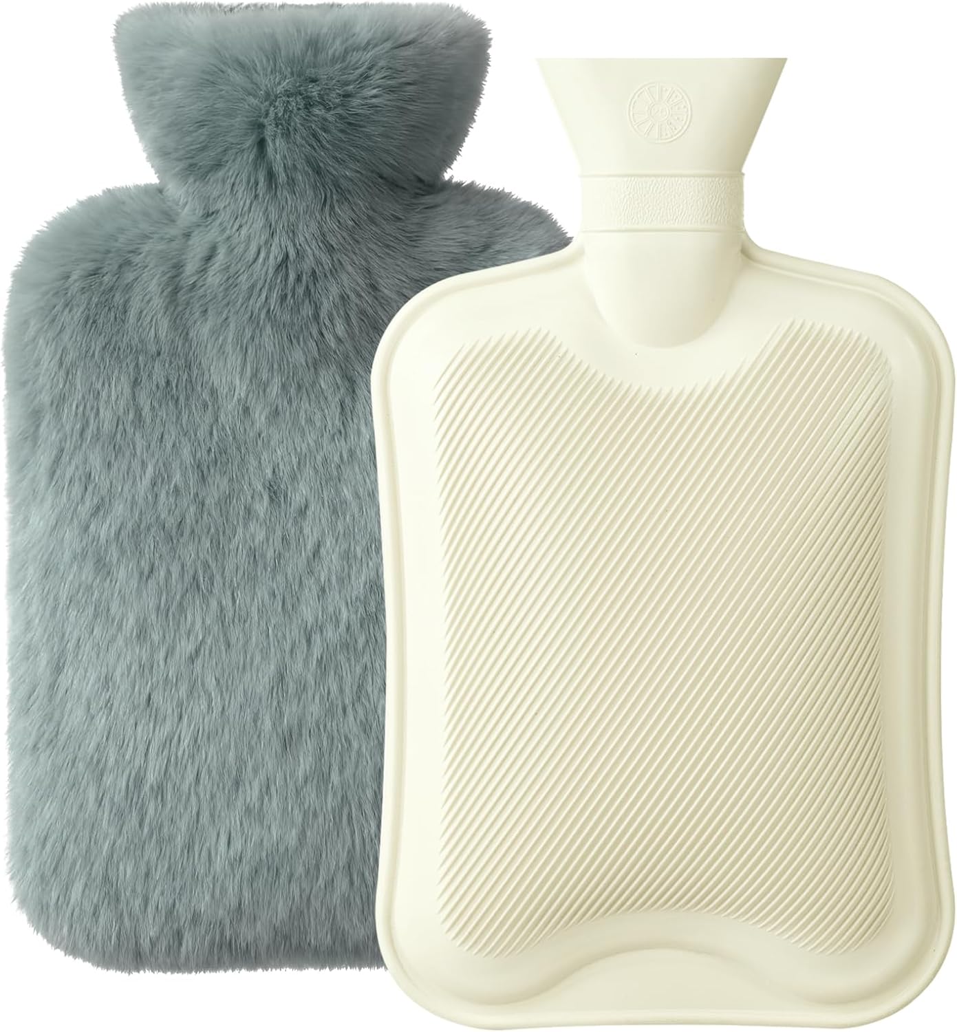 Bolsa de Agua Caliente, Homealexa Botellas de Agua Caliente con Suave Felpa Funda 2L Natural Goma Agua Caliente Bolsa Hot Water Bottle para Mantener el Agua