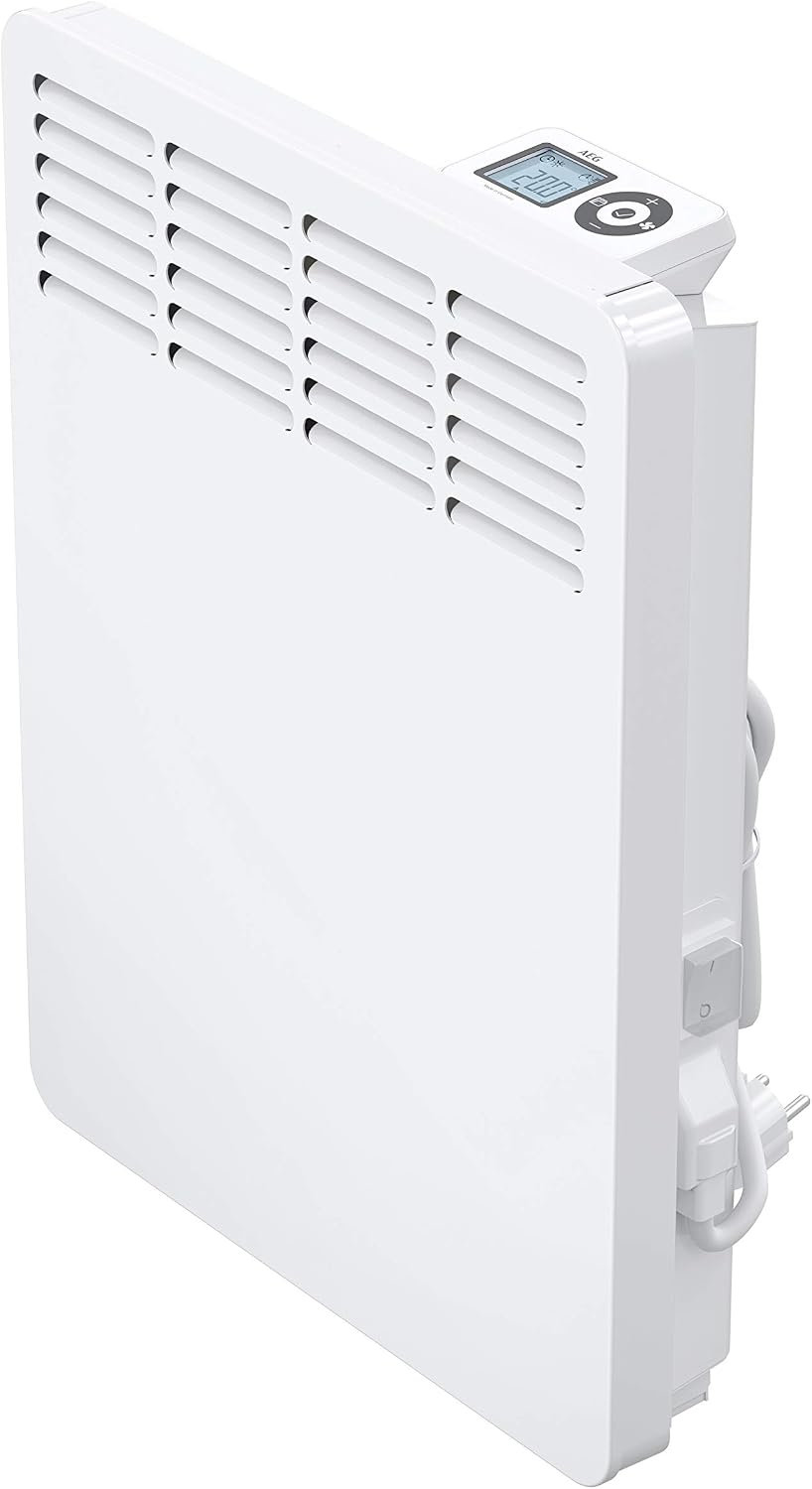 Convector de pared AEG WKL 505, calentador eléctrico de bajo consumo, 500 W durante aprox. 6 m², pantalla LCD, temporizador semanal, 236531