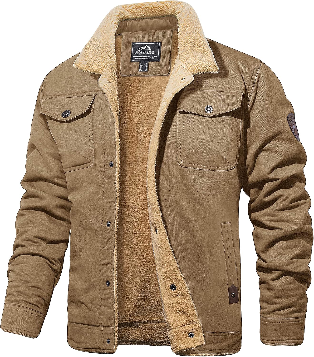 MAGCOMSEN Chaquetas de camionero para hombre, abrigo casual de invierno, chaquetas tipo cargo de algodón cálido con 5 bolsillos