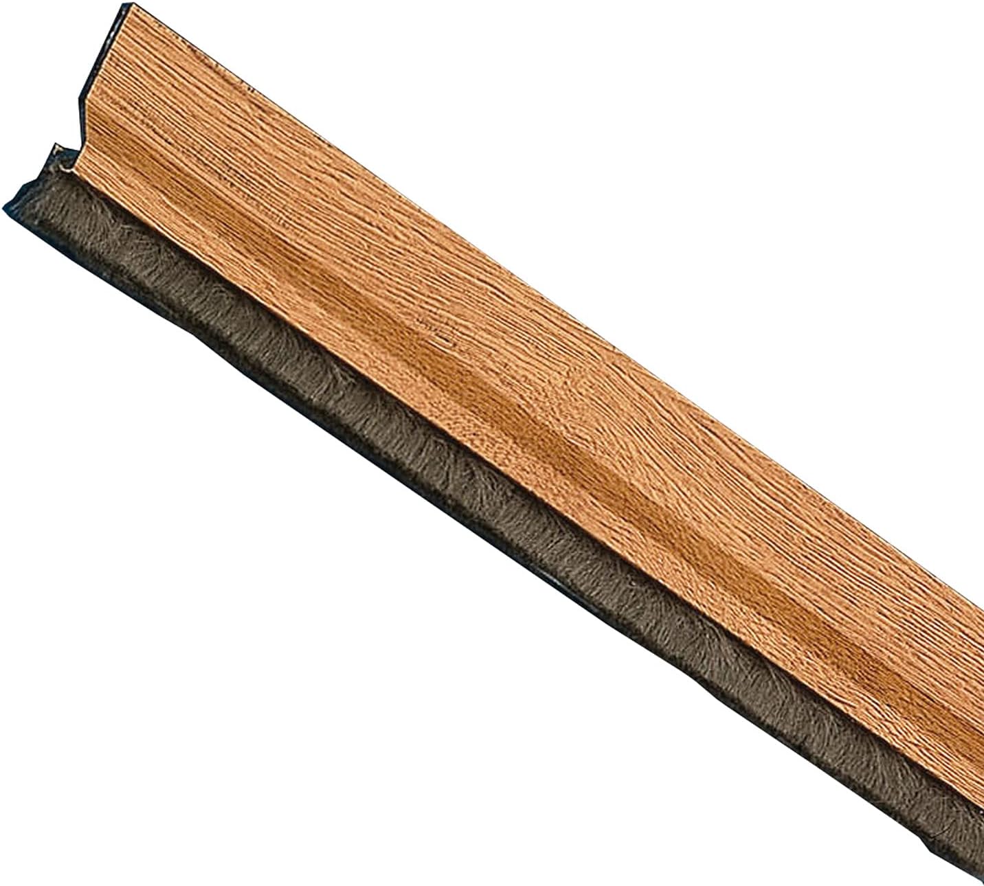 Amig 2383 - Burlete Modelo 2, Burlete adhesivo de sobreponer, Cepillo de pelo, Lámina de plástico entre la escobilla, Roble, Aluminio, 82 cm