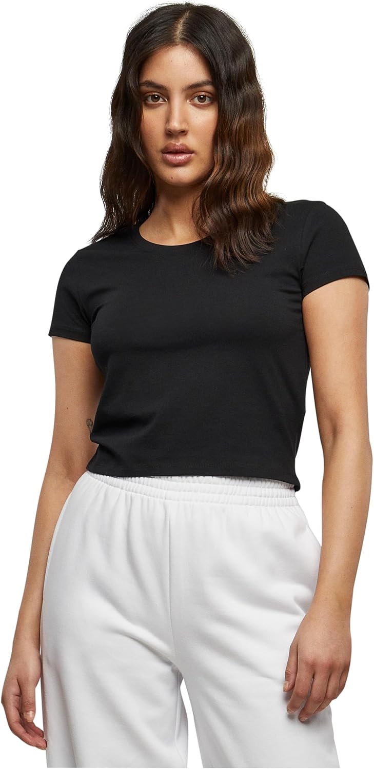 Urban Classics Ladies Stretch Jersey Cropped Mujer Camiseta Negro Regular