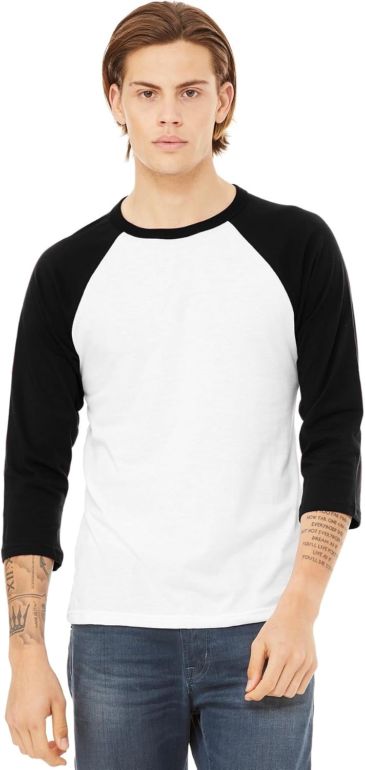 Bella Canvas - Camiseta de béisbol de Manga 3/4 para Adulto